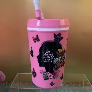 Pink Tumbler 22 oz with Straw She believed she could design